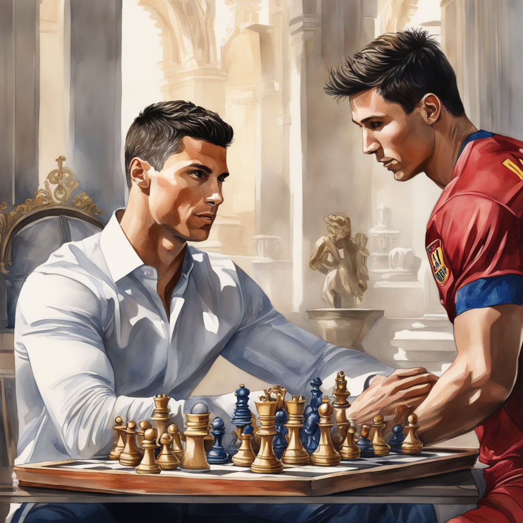 Iconic image of Lionel Messi and Cristiano Ronaldo playing chess looks like  Photoshop