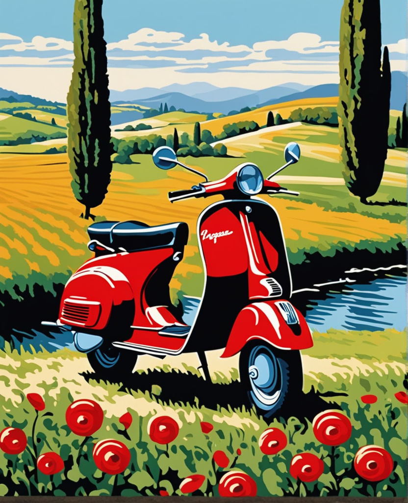 Poster VESPA PX 125 Vintage sunset Wall Art