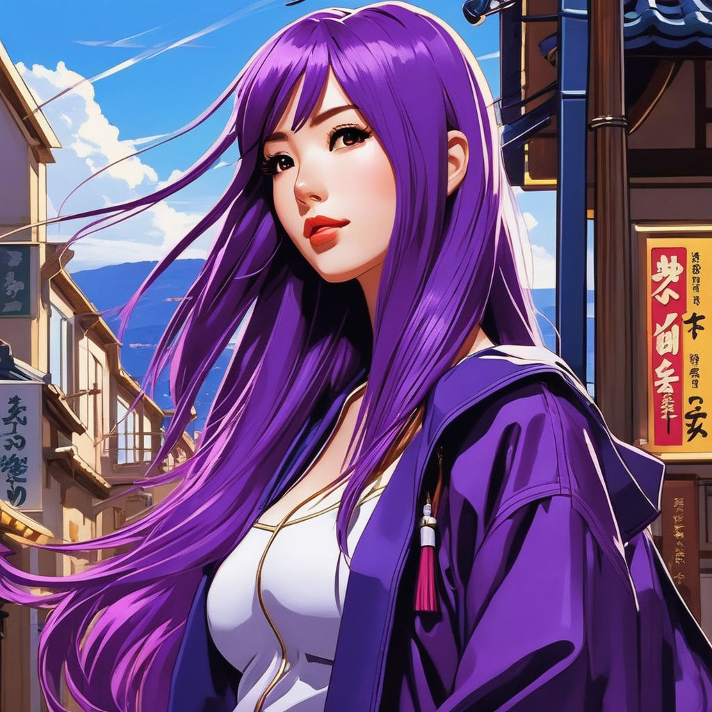 anime girl purple dress