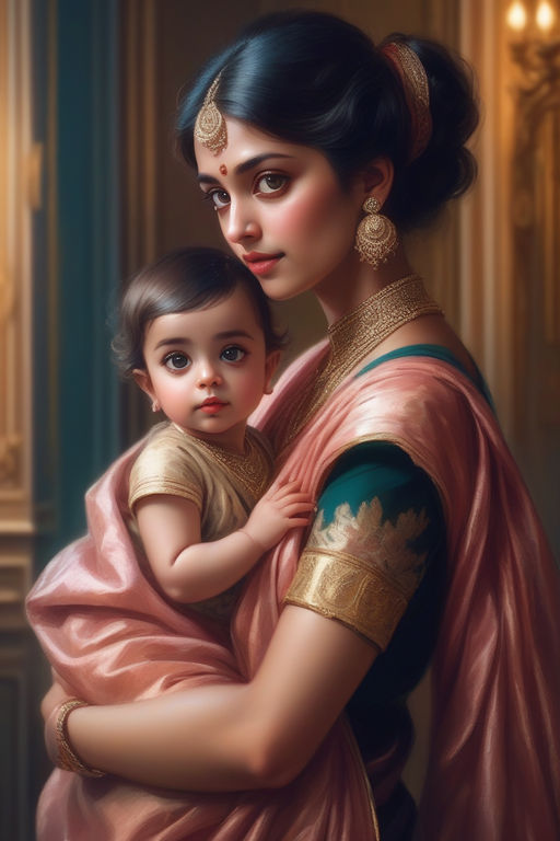 a pretty Bengali baby girl enjoying the festive day.and dressed in new saree  . by BARUN MONDAL. Photo stock - StudioNow