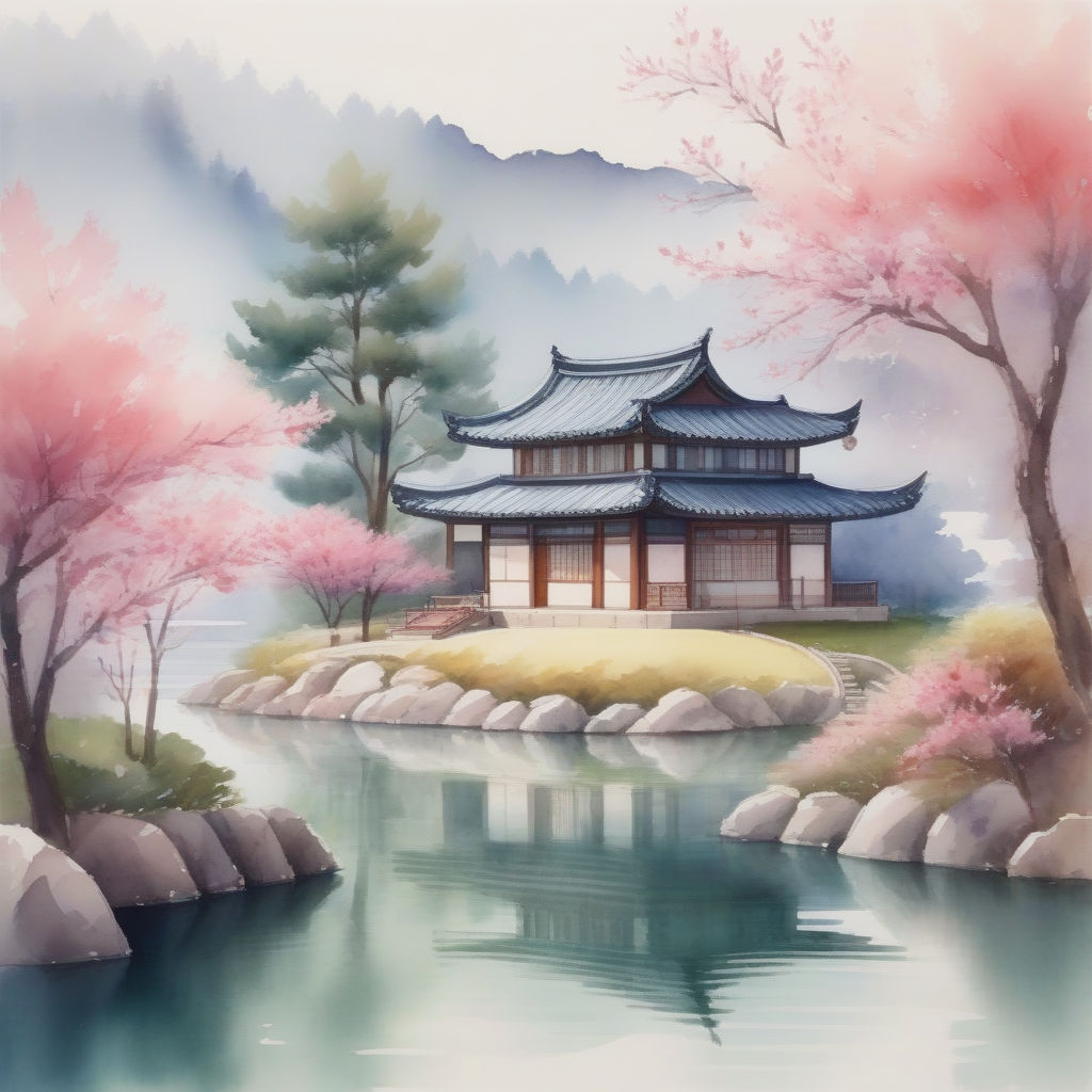 Japanese Architecture Watercolor  Architecture painting, Watercolor  landscape paintings, Watercolor architecture