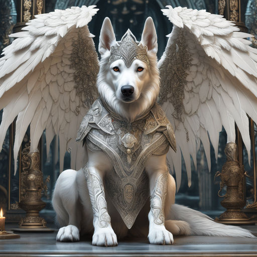 anime white wolf with wings