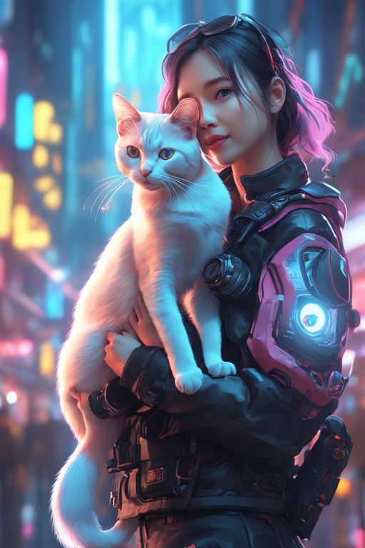 portrait of a heroic (cat girl) paladin with braided pink hair and