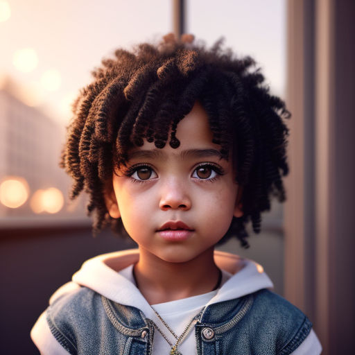 cute 8 year old girl with brown frizzy hair and ligh