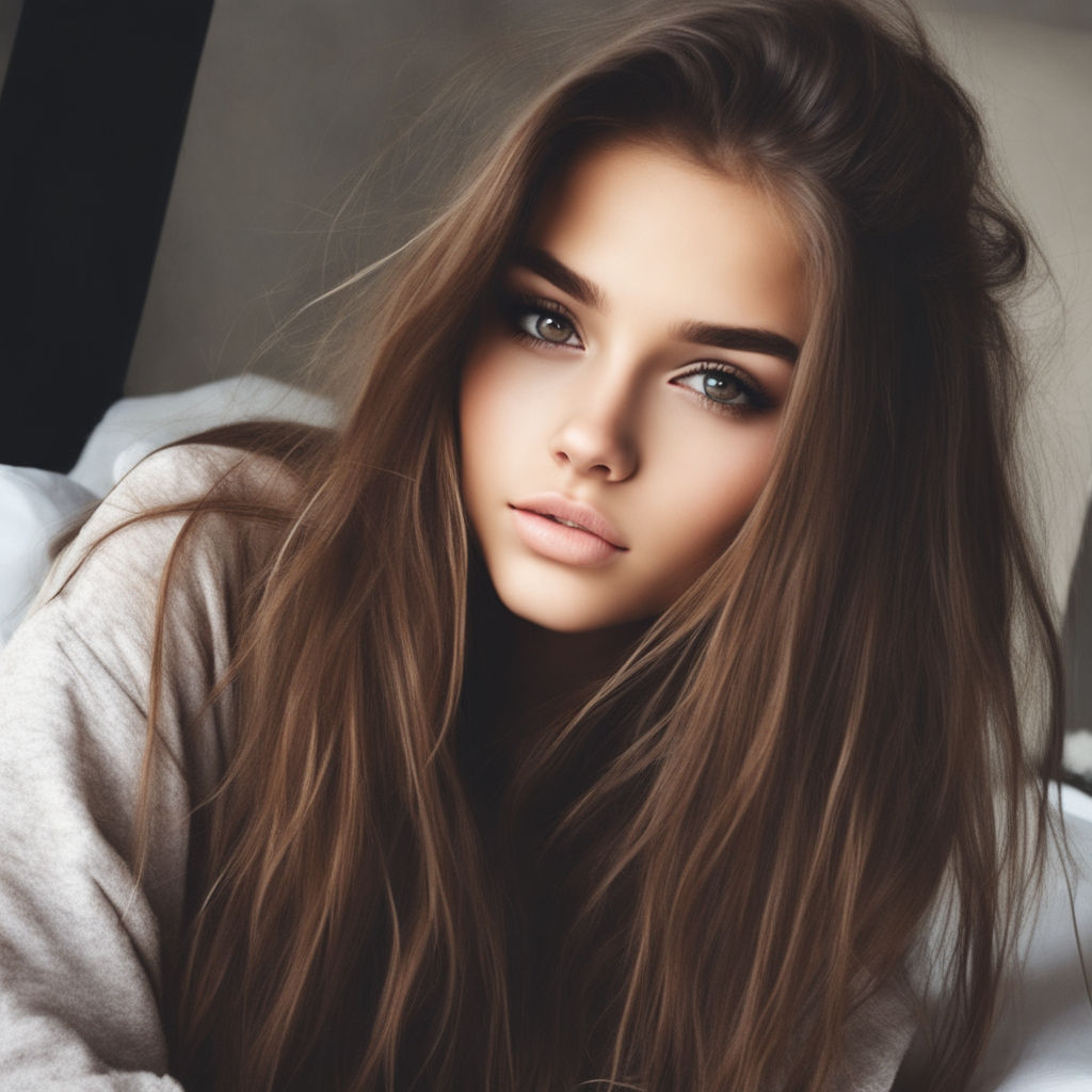 pretty girl with brown hair and hazel eyes