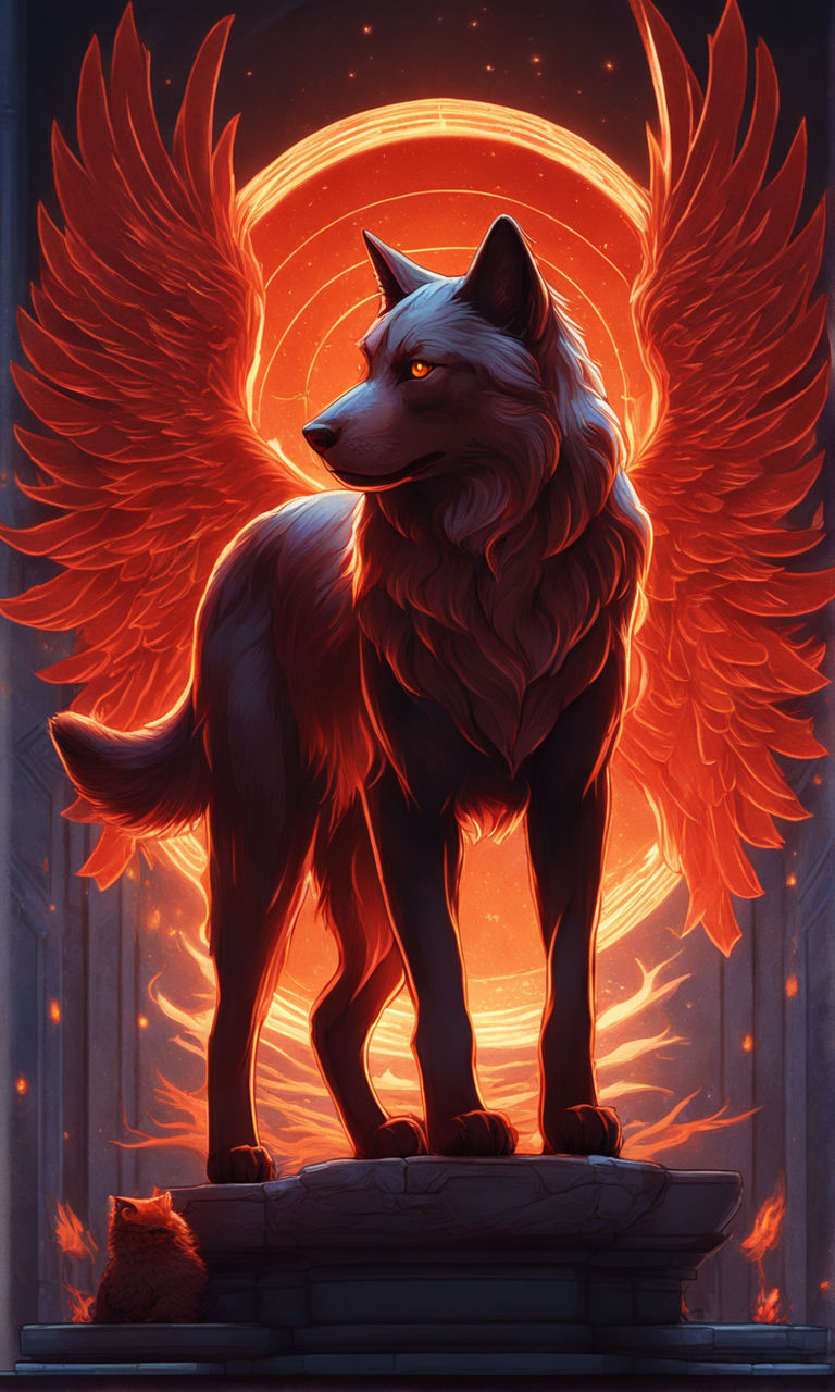 winged fire wolf wallpaper