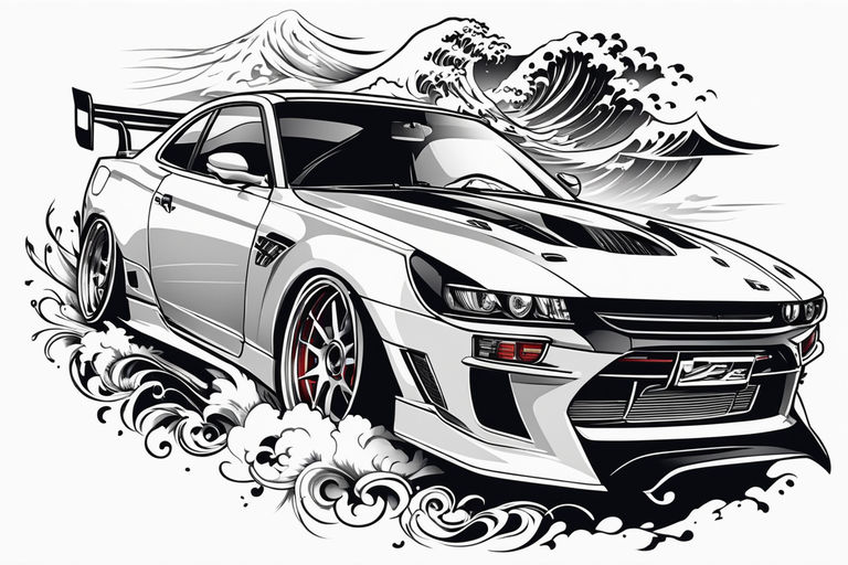 Initial D Style Manga Anime Black and White Japanese · Creative Fabrica