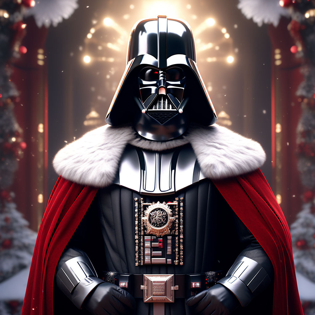 Darth Vader stands on a stool and tells a verse to Santa Claus - Playground