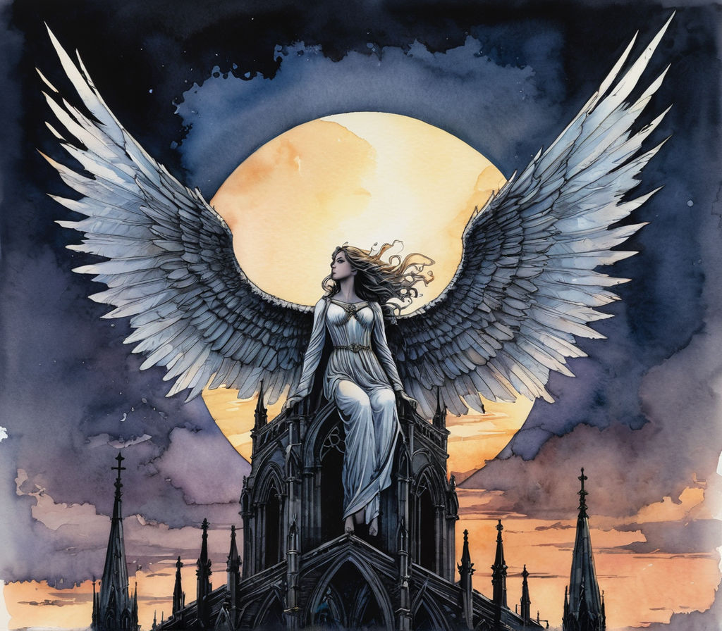 Original Art Fallen Angel Avalanch by Luis Royo