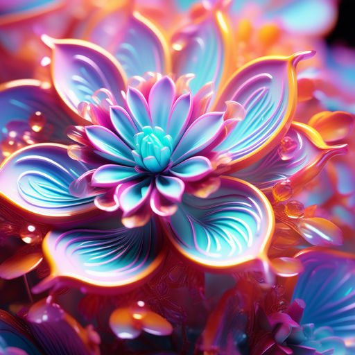 Neon Glowing Rose Super Detailed with Water · Creative Fabrica