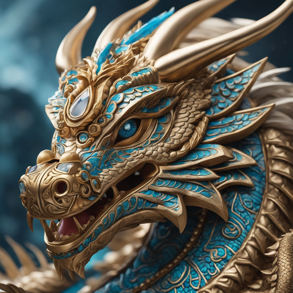 blue chinese dragon mask