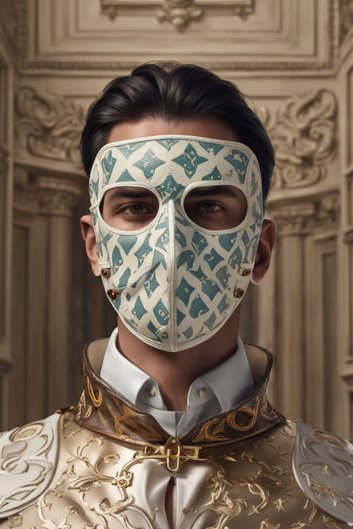 Mortal Kombat Fashion : man wearing Louis Vuitton monogram concept mask,  renaissance period, hyper realistic v--5, 8k, 8mm lens, trending on  artstation, sharp focus, studio photo, intricate details, highly detailed,  by greg