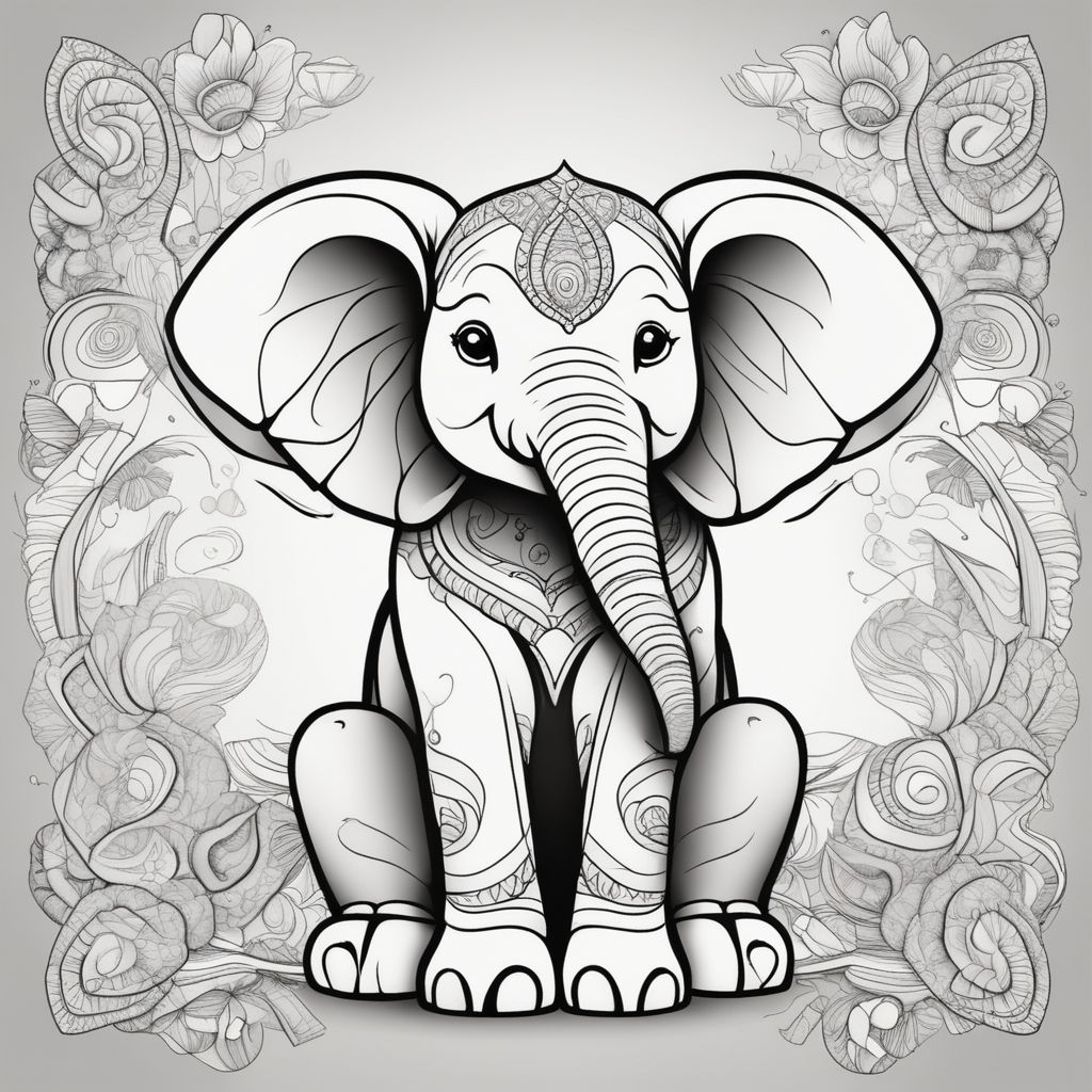 Abstract Elephant Outline Tattoo Design | Inku Paw