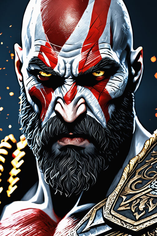 kratos is shouting in his spartan rage type - Playground