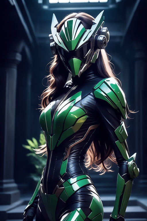 Anime Demon Girl in Power Ranger Suit · Creative Fabrica