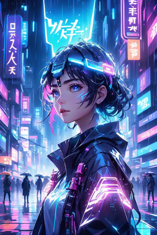 Cyberpunk Anime Girl Animated by Anime Diary - Free download on ToneDen