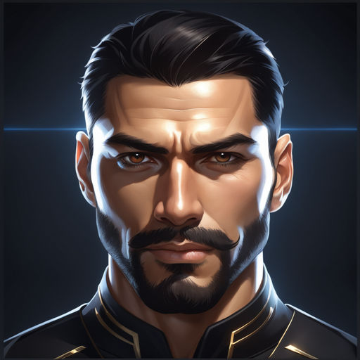 Man with dark medium hair cyberpunk mercenary streetwear muscular soldier  fighter tactical face portrait