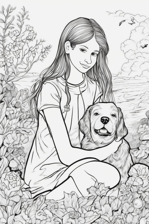 black and white coloring book realistic farm girl pinup - Playground