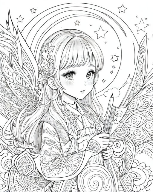 Anime Coloring Book Pages Midjourney Prompt - promptsideas.com