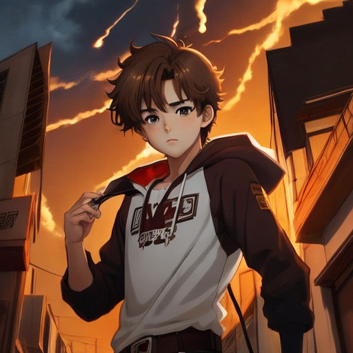 AI Image Generator A hyperrealistic cute anime boy with sunny skin short  curly black hair and wears streetwear clothes Cool dark tones Triadic  colors Concept art by wlop Ultra quality 8k painted