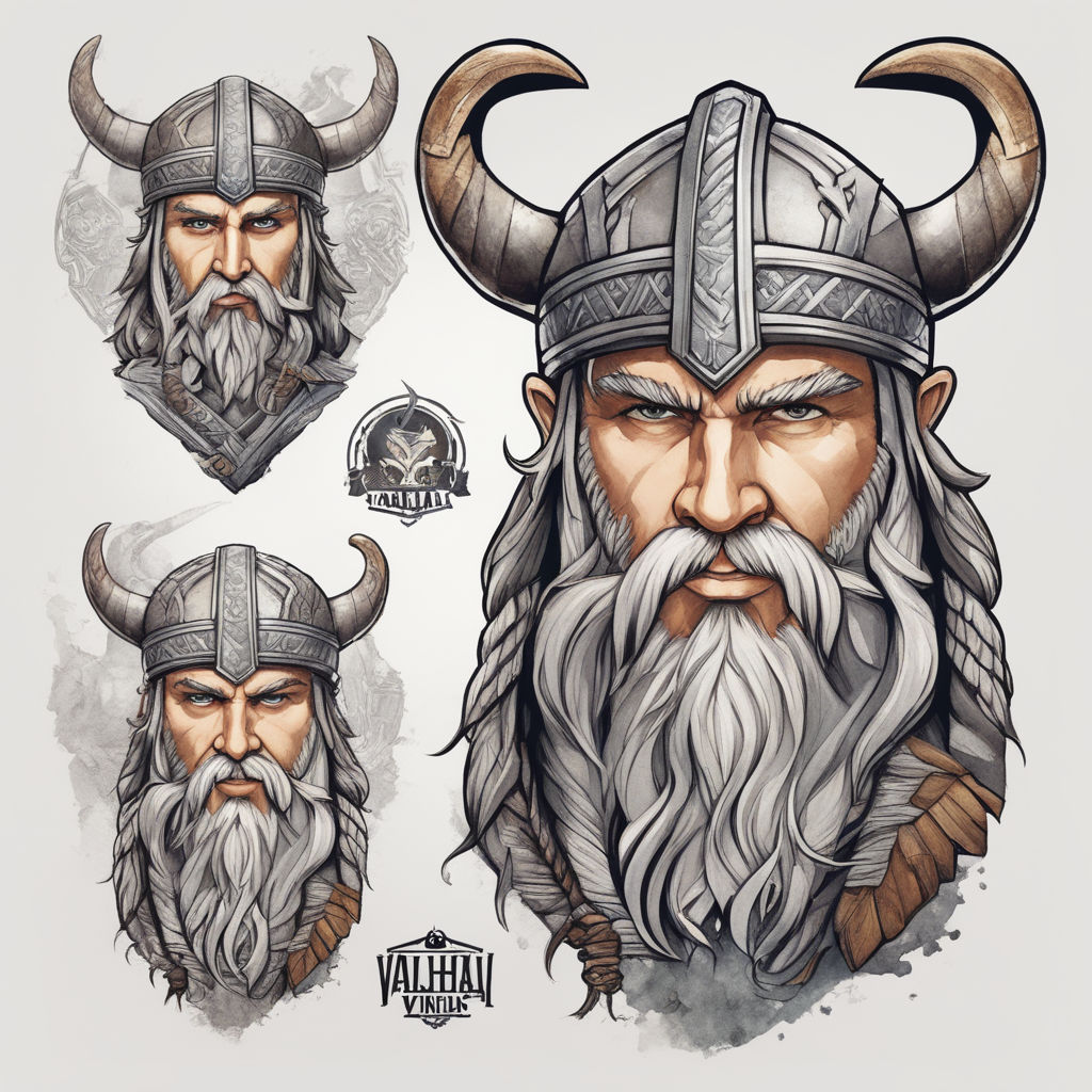 viking warrior head drawing