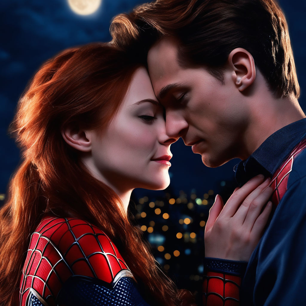 spiderman and mary jane upside down kiss