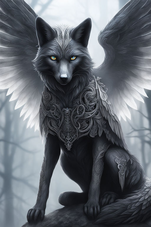 Realistic Wolves With Wings