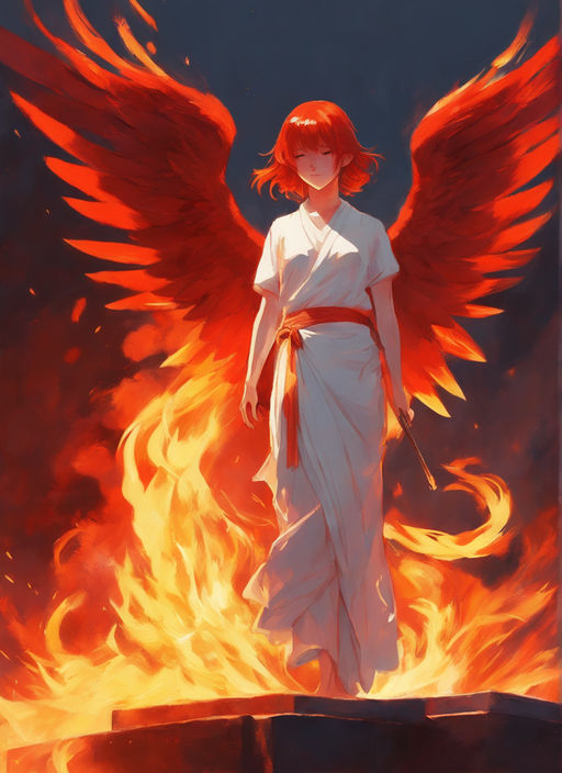 anime girl fire wings