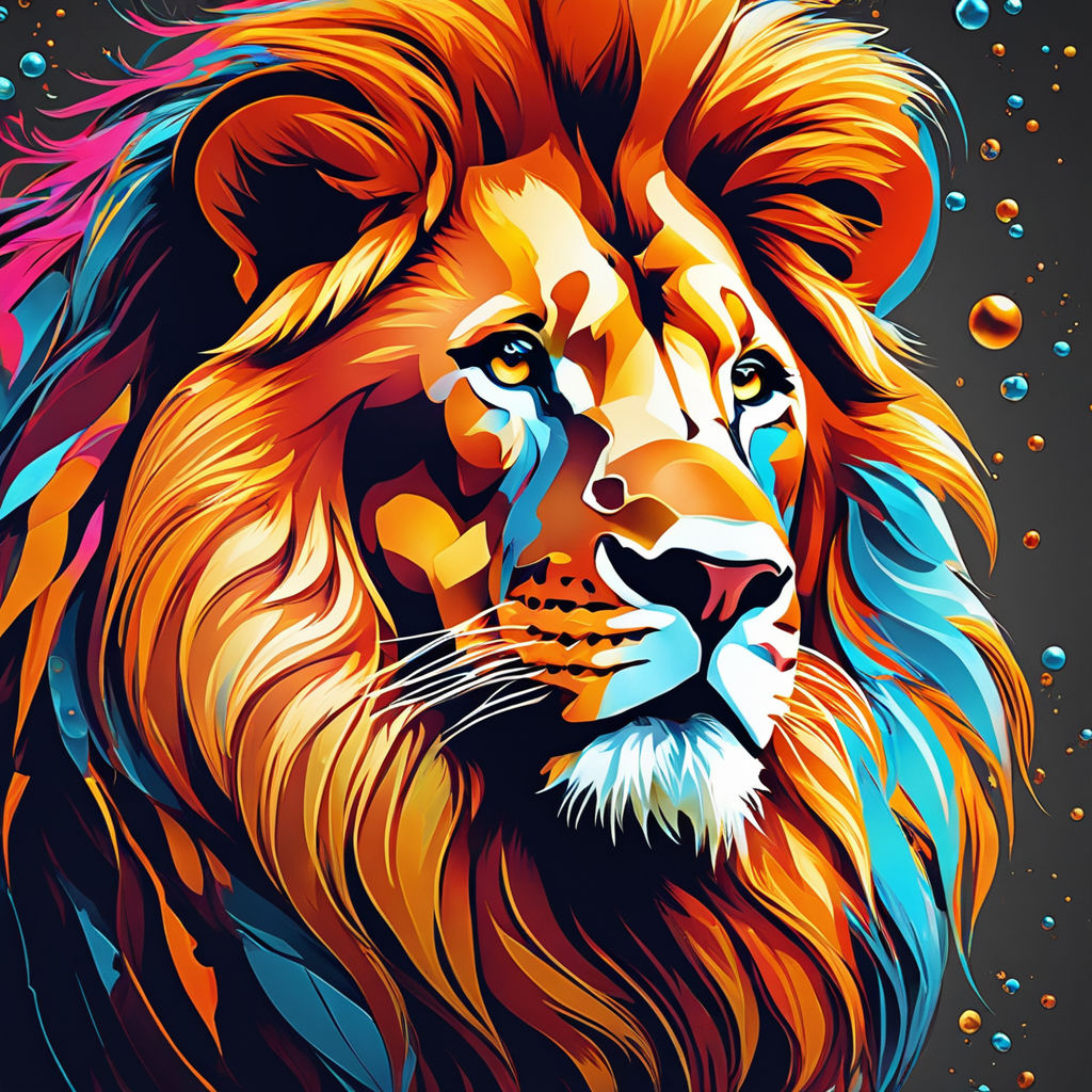 colorful lion drawing