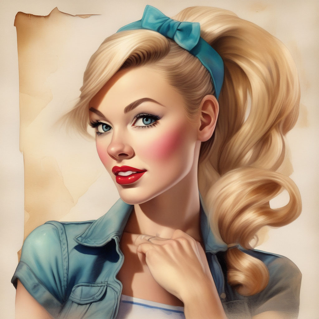 Stylish rockabilly/pin up girl enjoying milkshake at bar. Stock