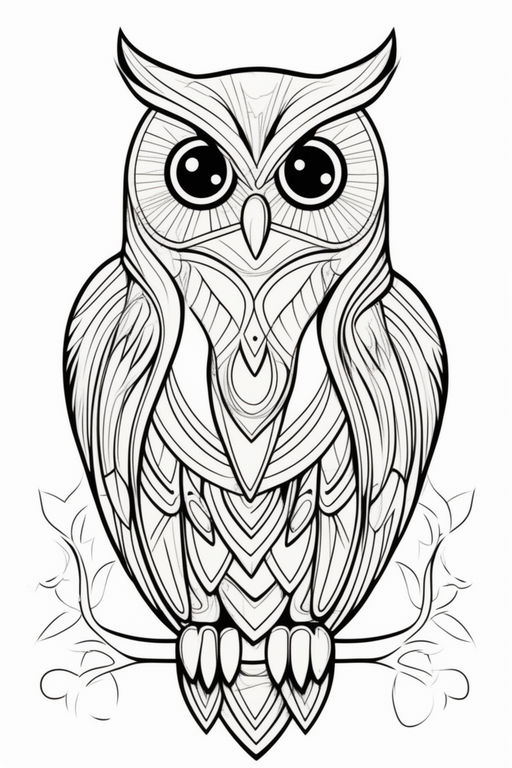 owl drawing black and white simple