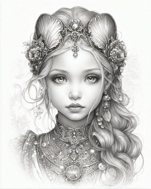 intricately detailed black and white pencil sketch of a 1920 goth girl -  Playground