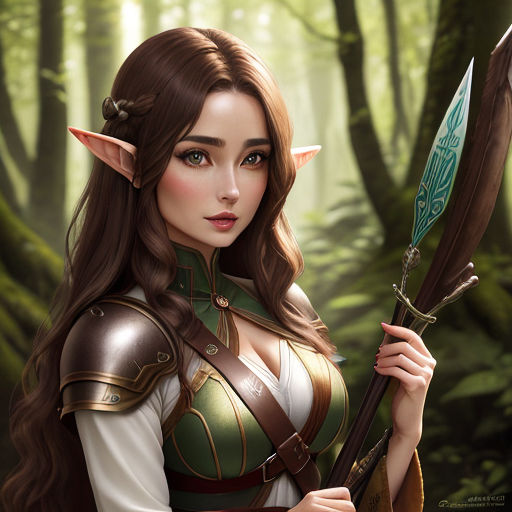 Create an illustration of a fantasy female anime character as an elf in a  magical and enchanting setting  ImagesAI Diffusion