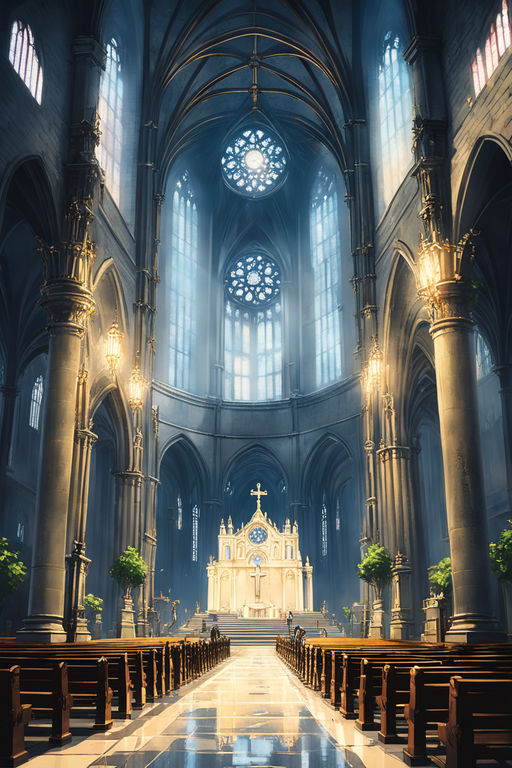 Anime Cathedral, Church, Generative Ai, Generative, Ai Stock Illustration -  Illustration of gothic, glass: 282088902