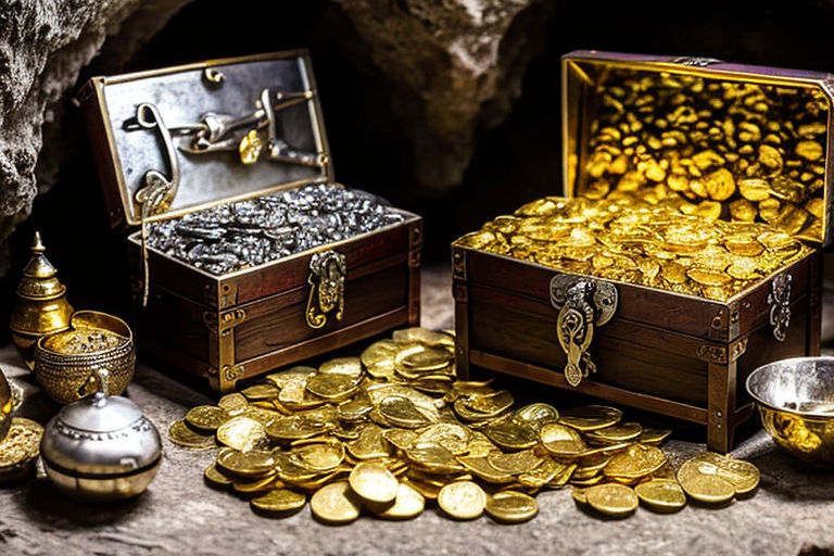 I want to see myself in the picture around the treasures: coins -  Playground