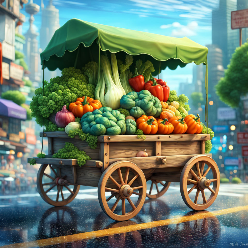 Cute Anime Food Illustration with Fresh Vegetables