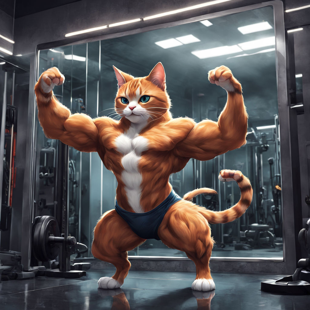 A Buff White Cat at the Gym Stock Illustration - Illustration of muscles,  active: 280905554