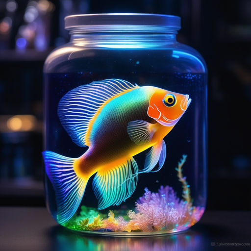 Neon Fish Isometric Composition, Vectors