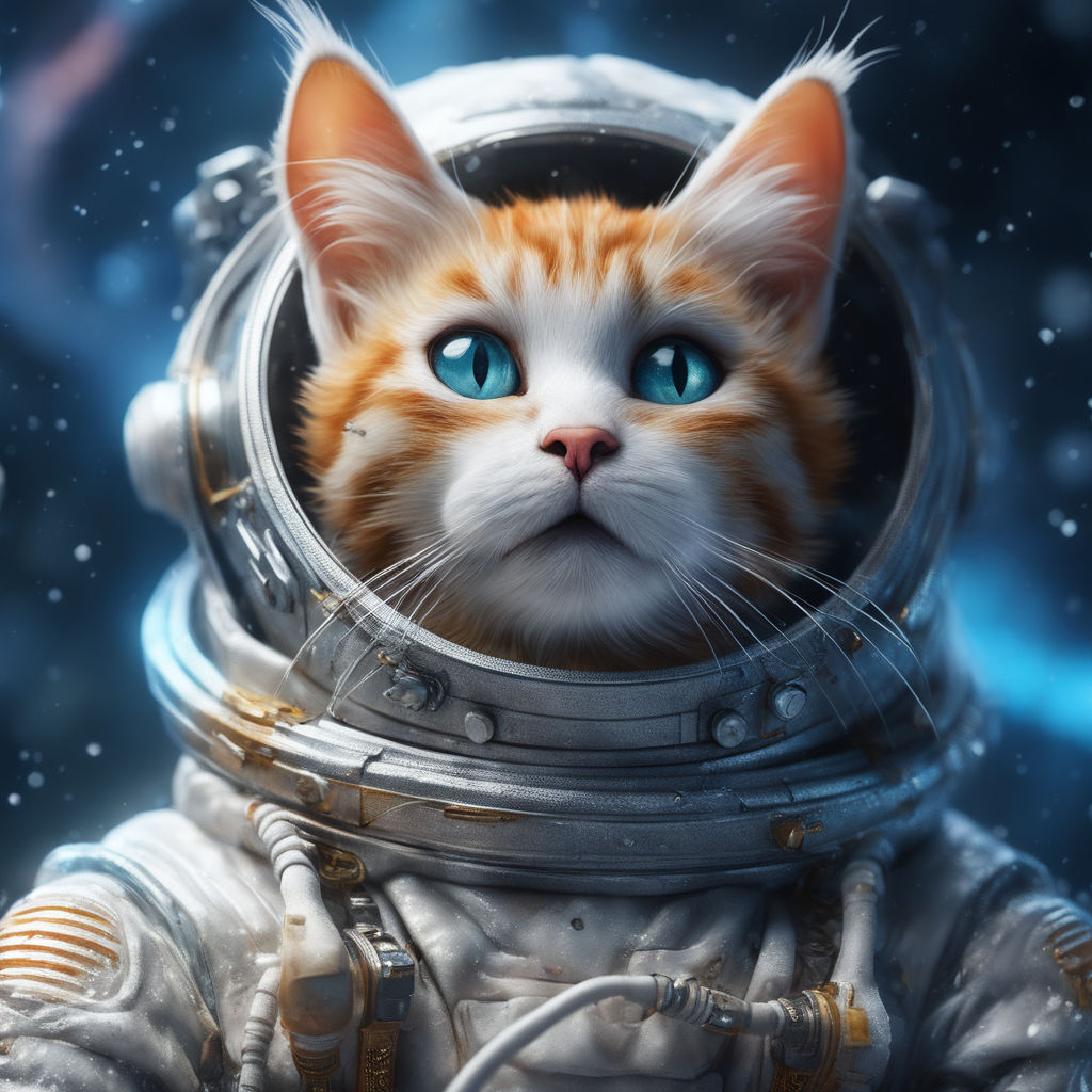 Kawaii Astronaut Cat in Outer Space