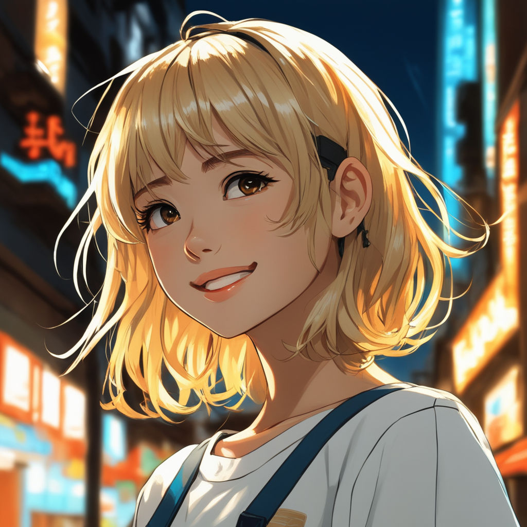 anime girl with short blonde hair