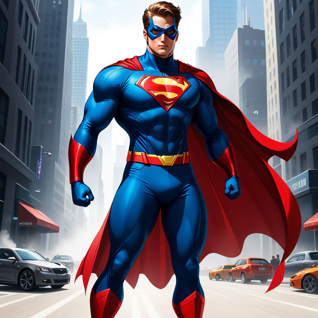 Cartoon superhero posing Royalty Free Vector Image