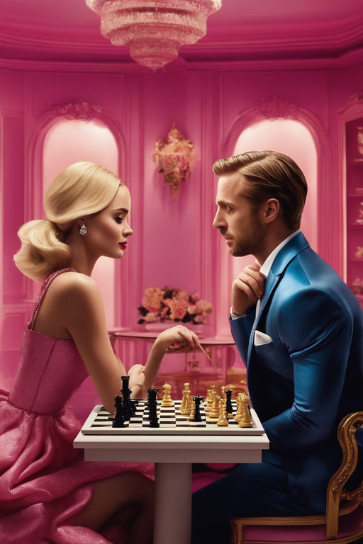 Ryan Gosling and Margot Robbie as Ken and Barbie Cushion – Canvas Art Rocks