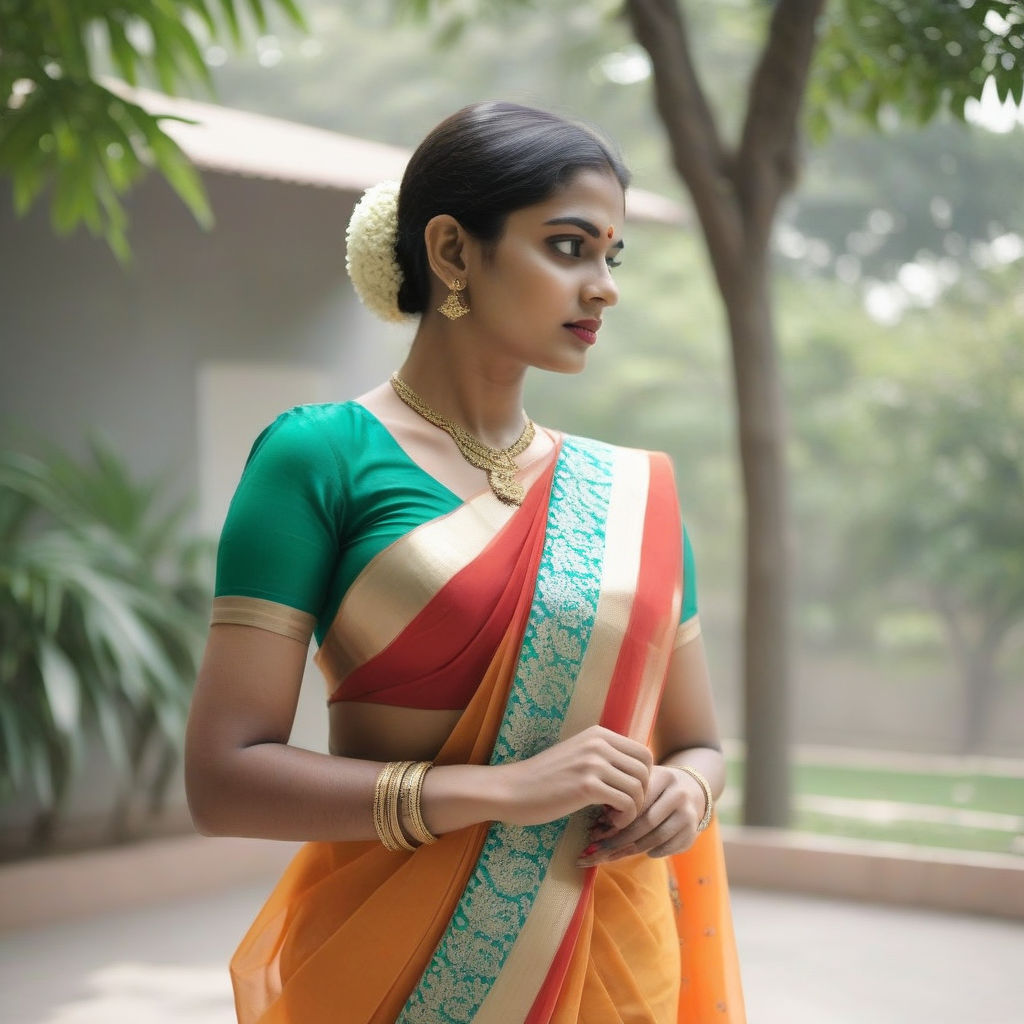 wearing silk transparent saree - Playground