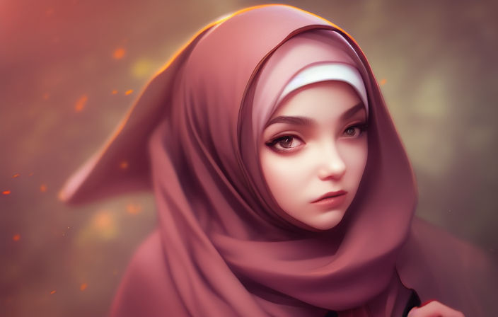 Premium Photo  Anime girl with a hijab on her head