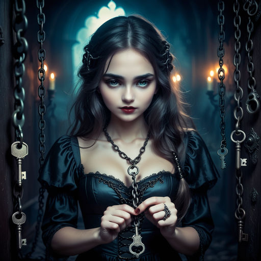 Blue gothic woman in chains