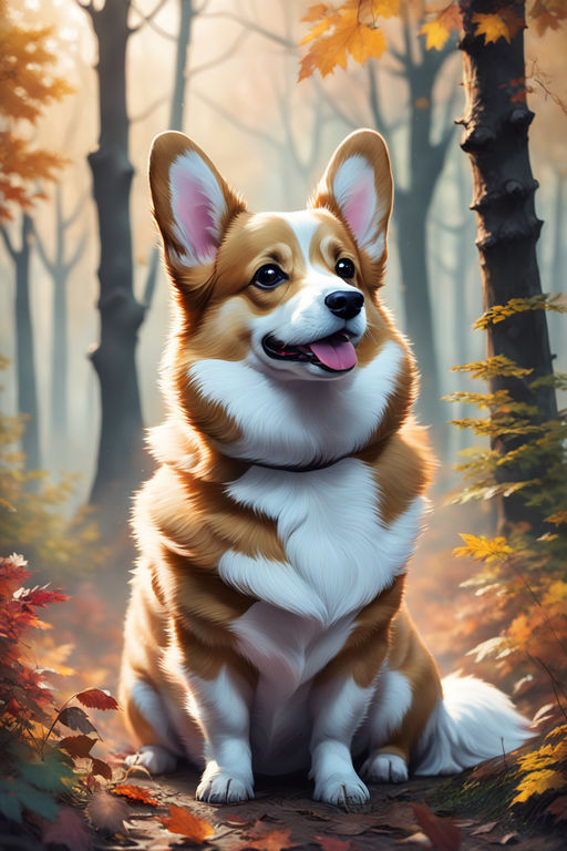 Concept art 2d corgi resting in a garden of the castle, large game  wallpaper, it takes two style, high quality