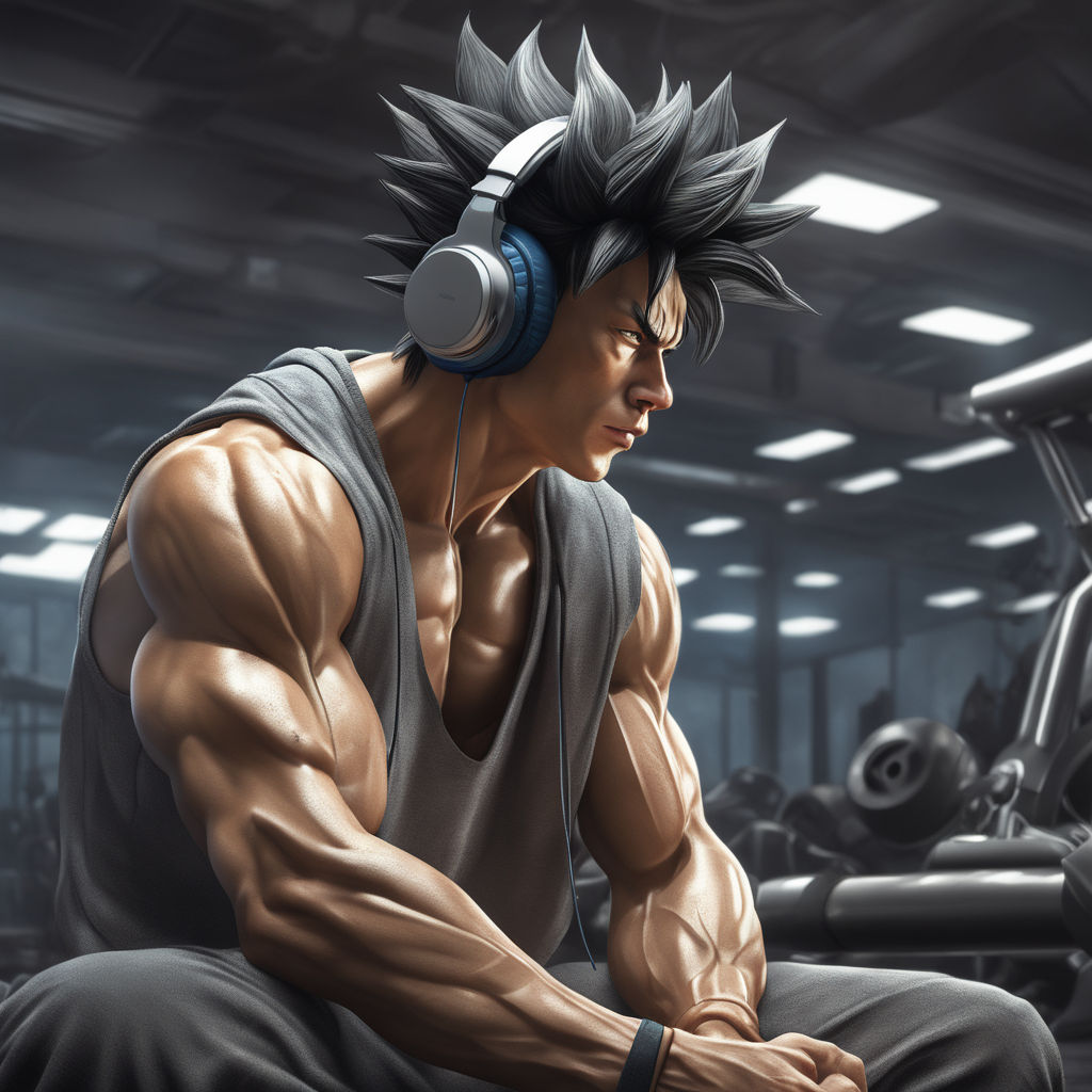 Lexica - Muscle , perfect , proportioned ,, Anime Young Guy, with black  hair, white skin, 8k, anime style, bold, lots of different piercings, a  litt...