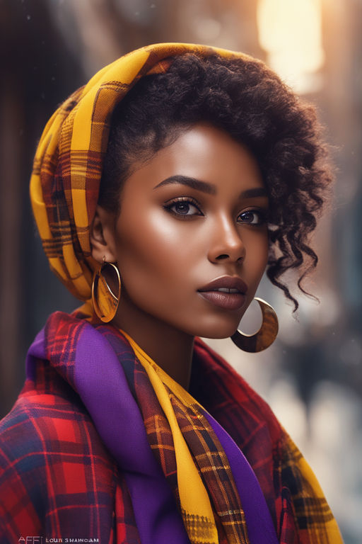 Beautiful black woman with a multicolored scarf on - Playground