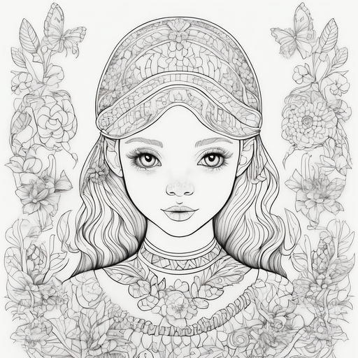 Colouring Book Line Art Beautiful Side Profile of Innocent Girl · Creative  Fabrica