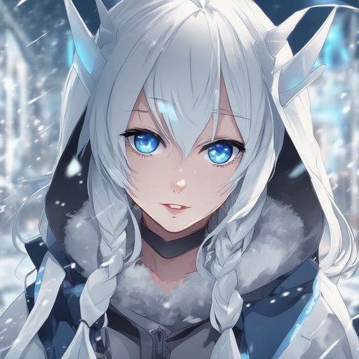 anime girl with silver hair and white eyes